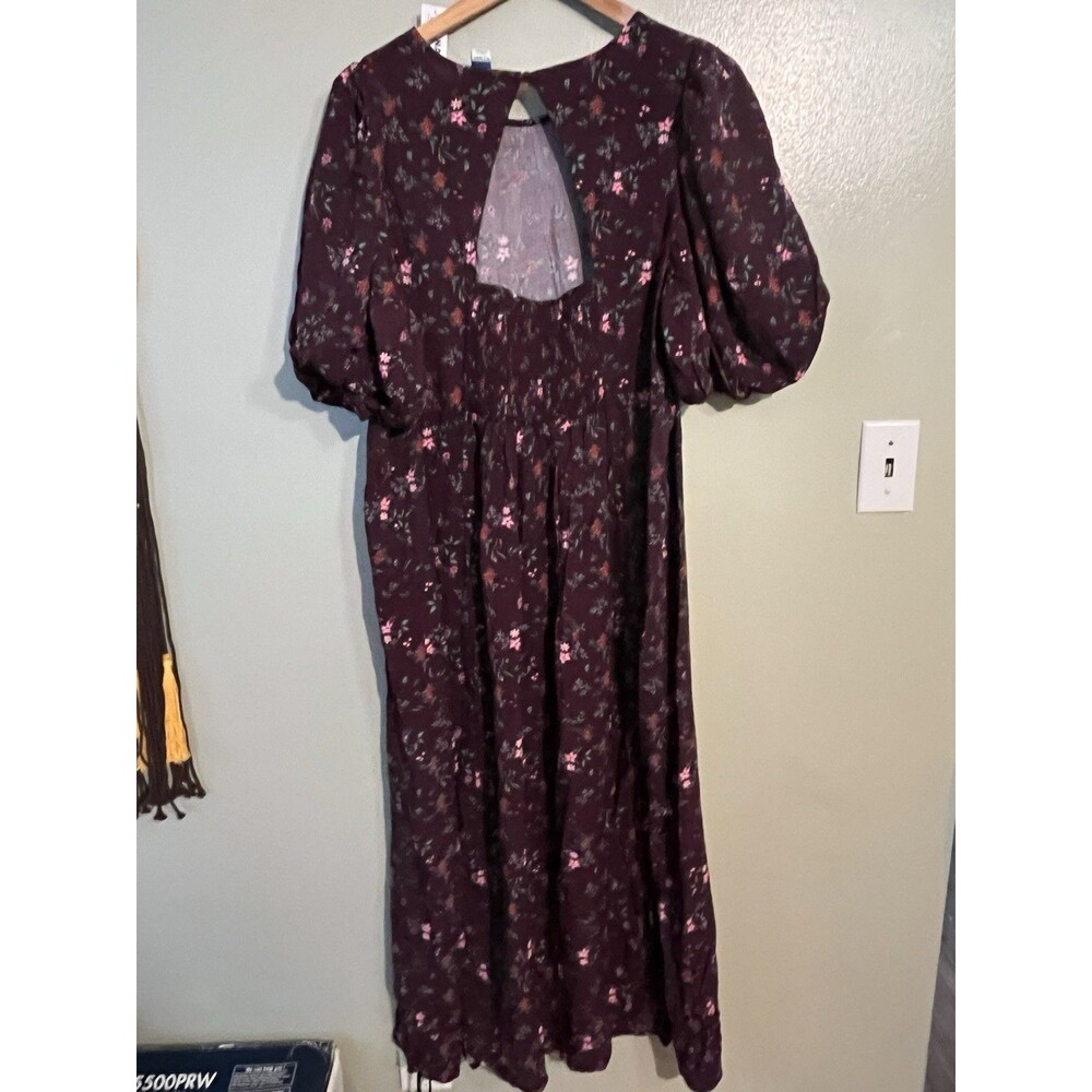 Old Navy Purple Floral Smocked Open Back Maxi Dress Purple 2X NWT - Picture 2 of 14